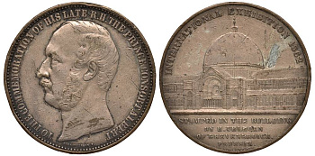 АНГЛИЯ МЕДАЛЬ 1862 МЕЖДУНАРОДНАЯ ВЫСТАВКА В ЛОНДОНЕ, ПОРТРЕТ ПРИНЦА АЛЬБЕРТА, СЕРЕБРЕНИЕ, ДИАМЕТР 41 ММ. Eimer 1556, BHM 2743, Augustin 122. бронза 00-00-00