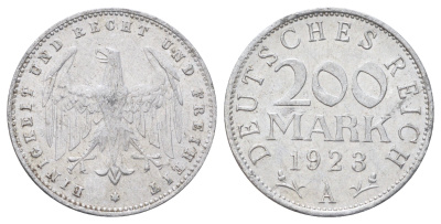 Германия 200 марок 1923 A KM 35, J. 304 алюминий 4700-1022