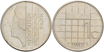 Нидерланды 1 гульден 1982 Беатрикс (1980-2013) KM 205 никель 31-913