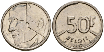 Бельгия 50 франков 1987 Belgie, Бодуэн I (1951-1993) KM 169 никель 4601-116