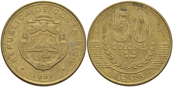 КОСТА-РИКА 50 КОЛОН 1999 KM 231.1 латунь 82-214