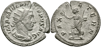 Римская Империя антониниан 244 - 249 Филипп Араб PAX AETERN Пация, персонификация Мира Рим Good Very fine RIC 41 серебро 1073-9-26