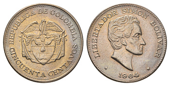 Колумбия 50 сентаво 1964 KM 217 медно-никель UNC 4692-116