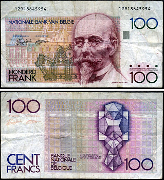Бельгия 100 франков ND (1982-1984) Pick 142 a (6) бумага 7221-27-1-2