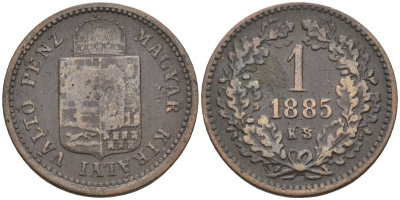 Венгрия 1 крейцер 1885 КВ, Франц Иосиф I (1848-1916) KM 458 медь 4585-146