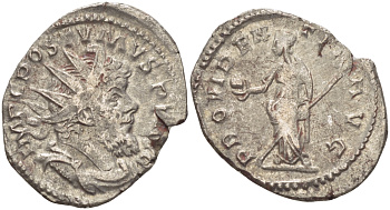 Римская Империя (императоры в Галлии) антониниан 260 - 269 Постум. IMP C POSTVMVS P F AVG / PROVIDENTIA AVG, Провиденция, держащая скипетр и сферу, Колония Агриппины, Very fine RIC 323 биллон 1073-13-36