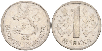 ФИНЛЯНДИЯ 1 МАРКА 1985 N KM 49а медно-никель 4556-735