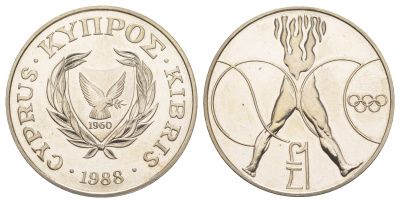 Кипр 1 фунт 1988 XXIV летние Олимпийские Игры, Сеул 1988 KM 61 медно-никель BU 1521-1435