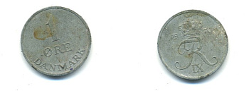 ДАНИЯ 1 ЭРЕ 1970 С; S, ФРЕДЕРИК IX (1947-1972) KM 839.2 цинк 80-811