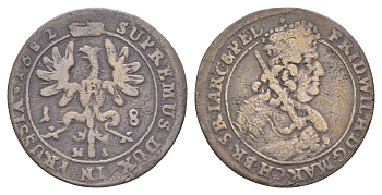 Бранденбург-Пруссия 18 грошей 1682 HS, Фридрих Вильгельм I (1640-1688) KM 468 серебро 603-1412