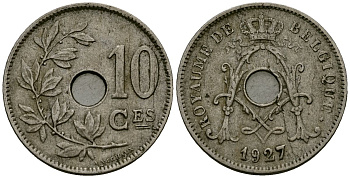 Бельгия 10 сантимов 1927 Belgique KM 85 медно-никель 4172-1021