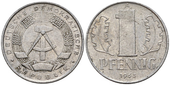 ГДР 1 пфенниг 1963 A KM 8.1 алюминий 4189-511