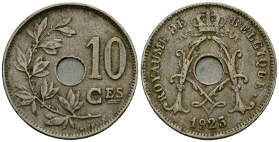 Бельгия 10 сантимов 1923 Belgique KM 85 медно-никель 4135-916