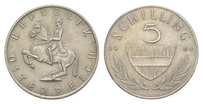 Австрия 5 шиллингов 1969 KM 2889a медно-никель 4525-836