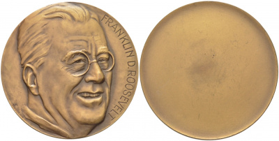 США МЕДАЛЬ ND ФРАНКЛИН РУЗВЕЛЬТ 50 мм, 55,1 гр бронза 01-235-44