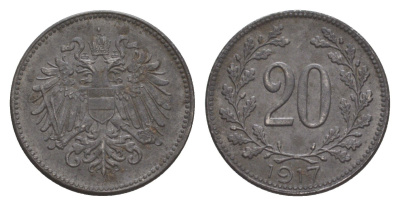 Австрия 20 геллеров 1917 Карл I (1916-1918) KM 2826 железо 4639-1055