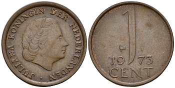 Нидерланды 1 цент 1973 Юлиана (1949-1980) KM 180 бронза    4598-257