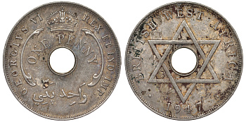 Британская Западная Африка 1 пенни 1947 H, Георг VI KM 19 медно-никель 25-2157