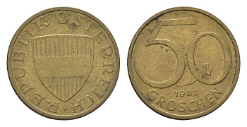 Австрия 50 грошей 1982 KM 2885 алюминиевая бронза 181-1132