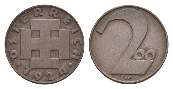 Австрия 200 крон 1924 KM 2833 бронза 4639-1058
