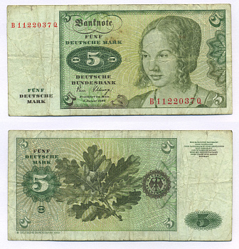 ФРГ 5 марок 1980 2 января 1980, Портрет Венецианки, работы Дюрера Pick 30b, Розенберг 285 а  бумага 7205-13-1