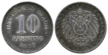 ГЕРМАНИЯ 10 ПФЕННИГОВ 1917 A, KM 20, J. 298 железо 4380-216