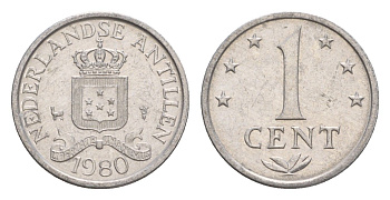 Нидерландские Антильские острова (Нидерландские Антилы) 1 цент 1980 Беатрикс (1980-2013) KM 8a алюминий UNC 4649-865