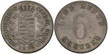 Саксен-Кобург-Гота 6 крейцеров 1835 KM 41 серебро 46-458