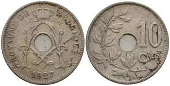 Бельгия 10 сантимов 1927 Belgique KM 85 медно-никель 4543-934