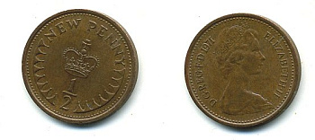 Великобритания 1/2 пенни 1971 Елизавета II (1952-2022) КМ 914, Spink 4239 бронза 4110-1611