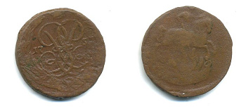 РОССИЯ 1 КОПЕЙКА 1757 медь 61-122