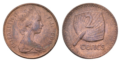 Фиджи 2 цента 1969 KM 28 бронза UNC 4119-537