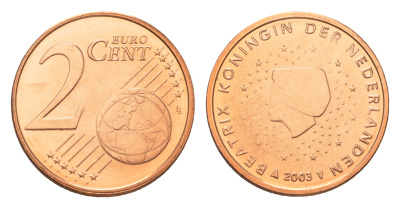 Нидерланды 2 евроцента 2003 Беатрикс (1980-2013), из ролла KM 235 сталь плакированная медью  UNC  M65-05