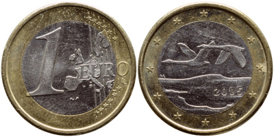 Финляндия 1 евро 2005 M KM 104 биметалл 63-235