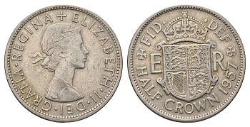 Великобритания 1/2 кроны 1957 Елизавета II (1952-2022) KM 907, Spink 4145 медно-никель 4692-436