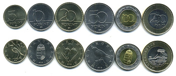 ВЕНГРИЯ НАБОР ИЗ 6 МОНЕТ 2012 2 МОНЕТЫ БИМЕТАЛЛ UNC N2-61