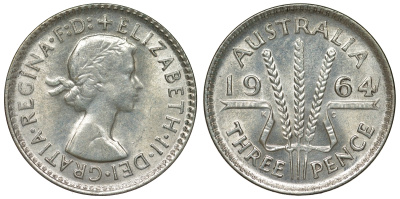 Австралия 3 пенса 1964 Елизавета II (1952-2022) KM 57 серебро 71-961