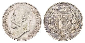 Лихтенштейн 1 крона 1910 Y 2 серебро 1522-1145
