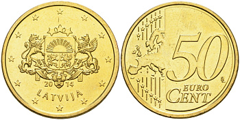 Латвия 50 евроцентов 2014 KM 155 нордик UNC 4364-1514