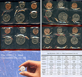 США официальные наборы из 10 монет и 2 жетонов монетного двора 1993 D, P, Джон Кеннеди KM MS 157   UNC  3-4-4-27