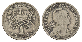 Португалия 1 эскудо 1945 KM 578 никель латунь 3336-717