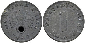 Германия 1 рейхспфенниг 1942 J KM 97, J. 369 цинк 4594-1265
