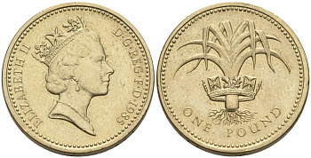 Великобритания 1 фунт 1985 Елизавета II (1952-2022) KM 941, Spink 4331 никель латунь 88-131