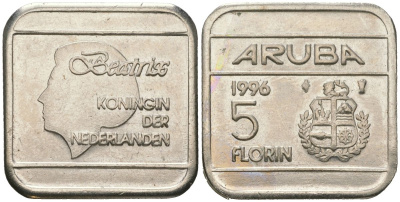 Аруба 5 флоринов 1996 Беатрикс (1980-2013) KM 12 сталь плакированная никелем 4619-415