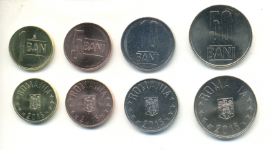 Румыния набор из 4 монет 2015 1, 5, 10, 50 бани UNC N2-31