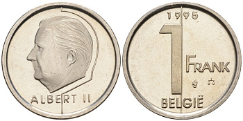 Бельгия 1 франк 1995 Belgie KM 188 железо плакированное никелем UNC 192-522
