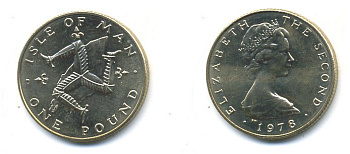 Остров Мэн 1 фунт 1978 PM, Елизавета II (1952-2023) KM 44 вирениум UNC 46-2511