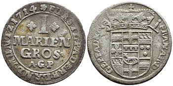 Падерборн 1 мариенгрош 1714 AGP Schwede 236E/a, Weing 192e серебро 177-1244