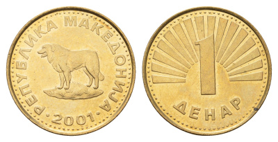 Македония 1 денар 2001 KM 2 латунь UNC 4688-753