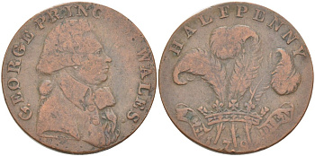 Великобритания 1/2 пенни 1794 Георг IV принц Уэльский, Сассекс – Брайтон Dalton & Hamer 2 медь 109-1121